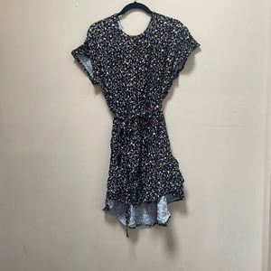 Floral Maurices Sun Dress with  Flutter Sleeves and Tie Belt
